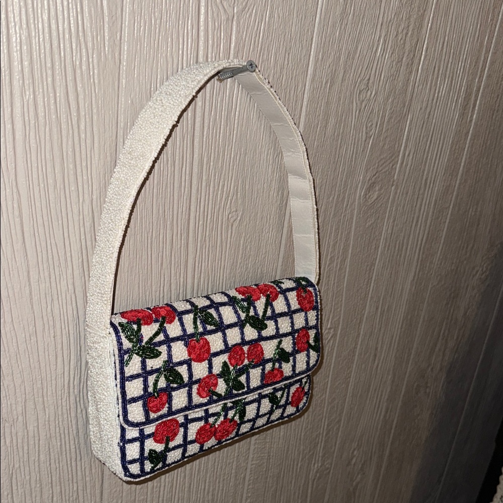 Cherry Patterned Beaded Handbag - image 3